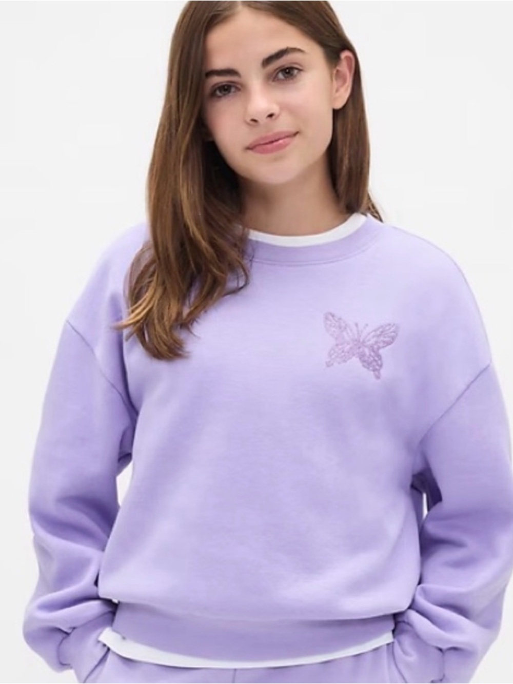 GAP Lilac Butterfly Crewneck Sweatshirt and matching sweatpants - Light Purple
